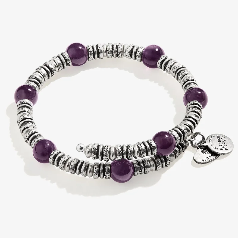 women's bracelets with three stacked bands -Amethyst Beaded Wrap Bracelet