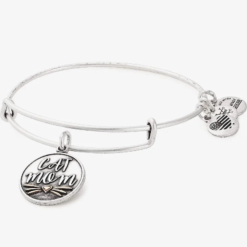 women's bracelets with a modern touch -'Cat Mom' Charm Bangle