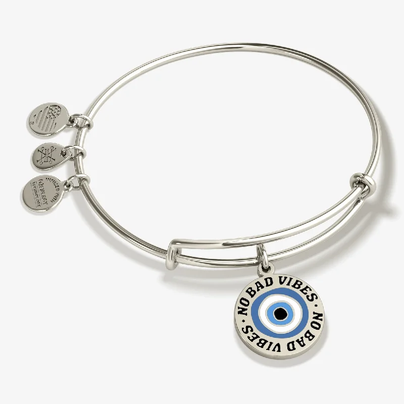 women's bracelets for bridesmaids -'No Bad Vibes' Evil Eye Charm Bangle Bracelet