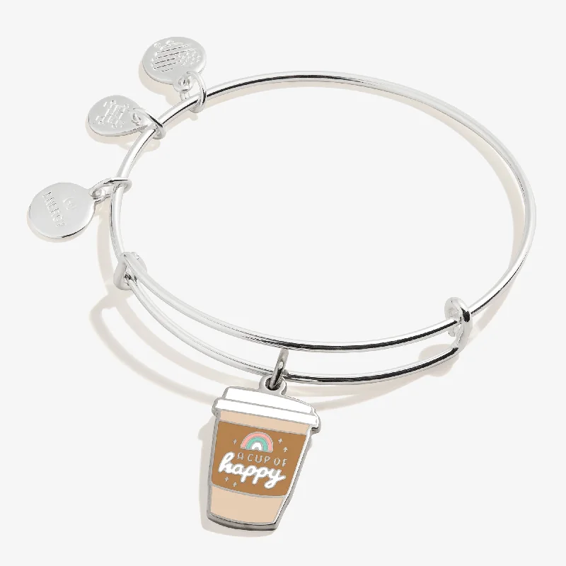 women's bracelets with small stones -A Cup of Happy' Charm Bangle Bracelet