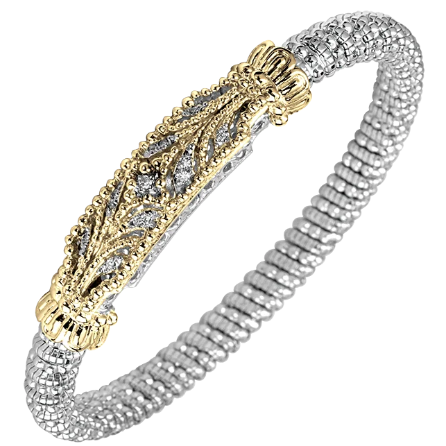 women's bracelets stacked -Vahan - 14K Gold & Sterling Silver Diamond Bracelet