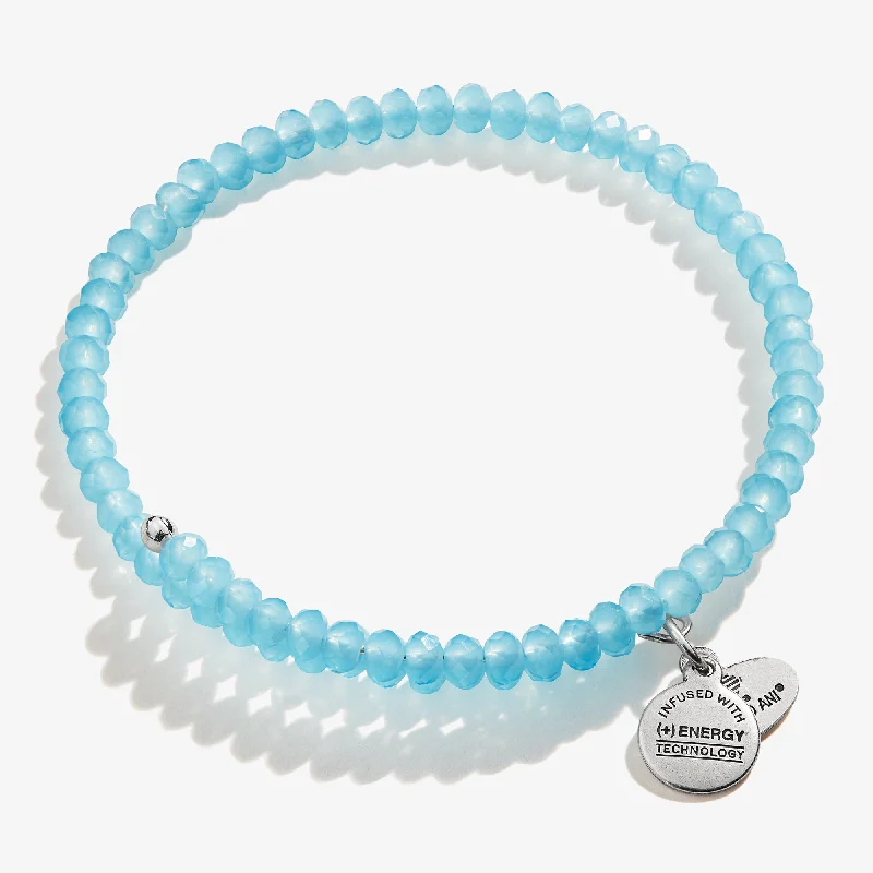 women's bracelets with gemstones -Brilliance Beaded Wrap Bracelet, Powder Blue