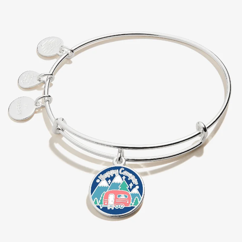 women's bracelets with geometric shapes -'Happy Camper' Charm Bangle