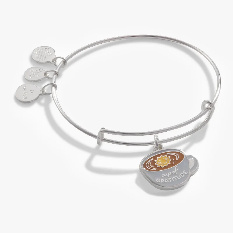 women's bracelets silver -'Cup of Gratitude' Charm Bangle Bracelet