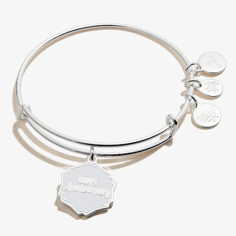 women's bracelets with hearts -'Happy Anniversary' Charm Bangle