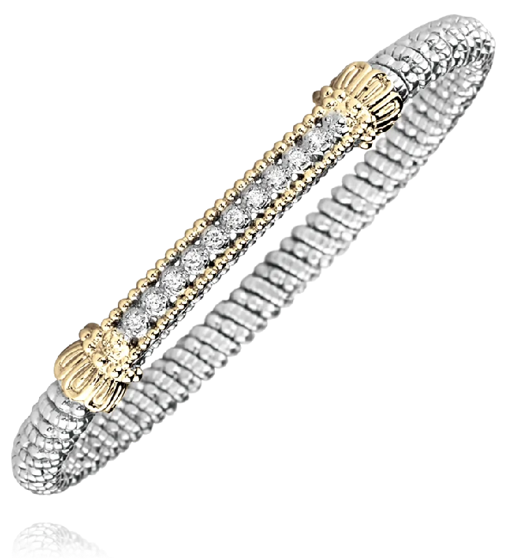 women's bracelets with charms -Vahan - 14K Gold & Sterling Silver, Diamond Bracelet