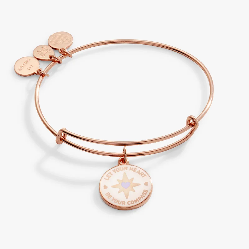 women's bracelets with a modern touch -'Let Your Heart Be Your Compass' Charm Bangle