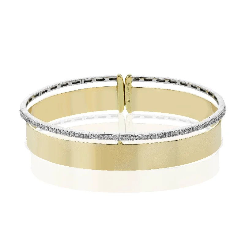 women's bracelets for layering -Simon G - 18K 2-Tone Diamond Bangle