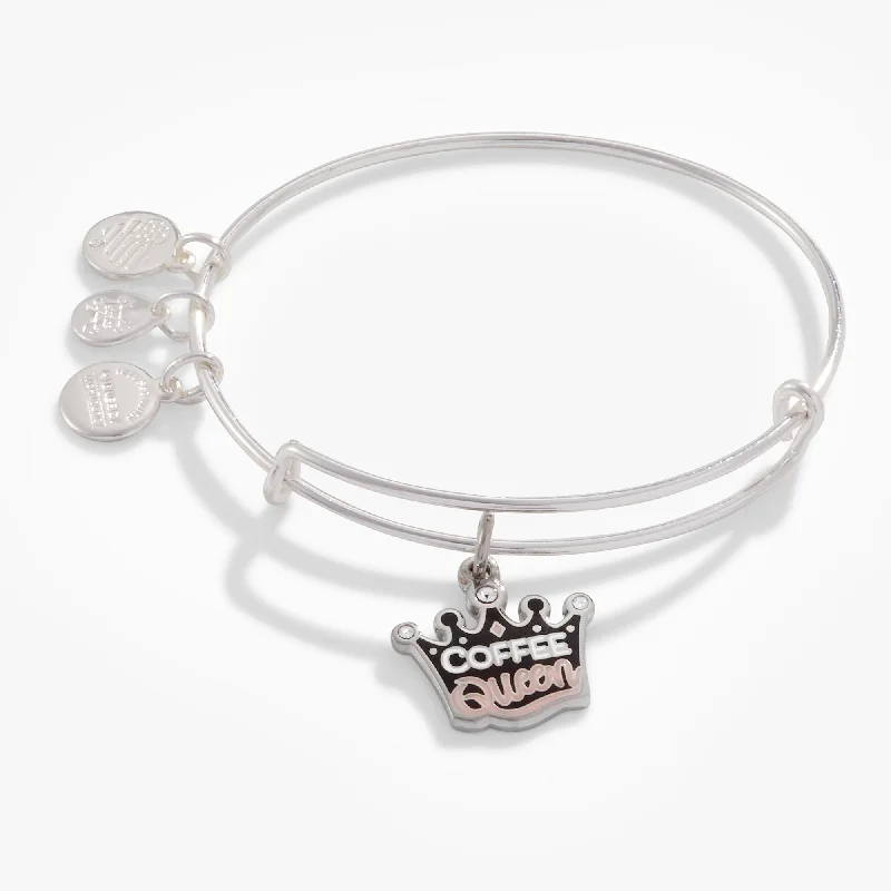 women's bracelets with hand-crafted details -'Coffee Queen' Charm Bangle Bracelet