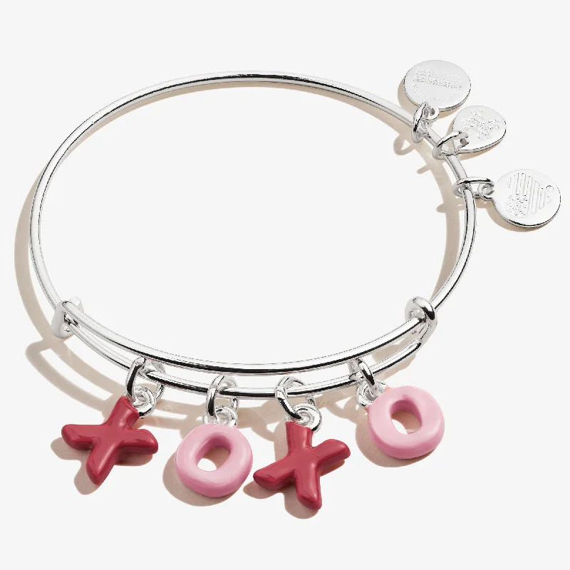 women's bracelets with unique textures -'XOXO' Charm Bangle