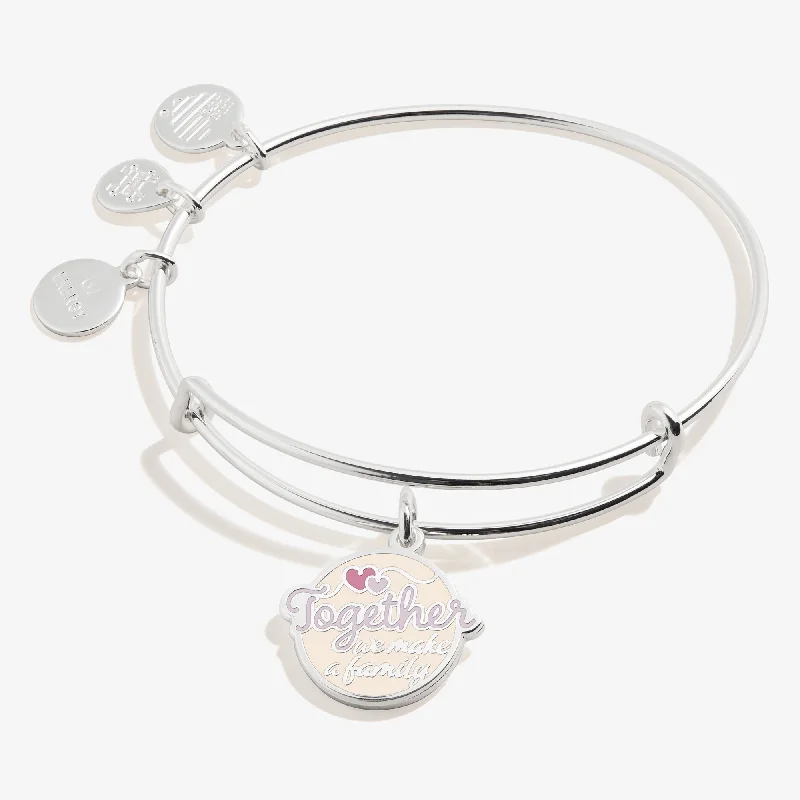 women's bracelets with simple bangle -'Together We Make a Family' Charm Bangle Bracelet