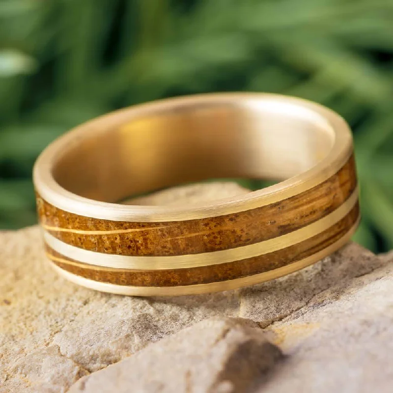 engagement rings with delicate details -Whiskey Barrel Oak Wedding Band in Solid Gold