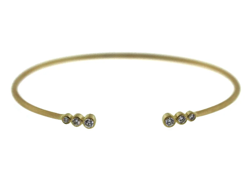 women's bracelets with mixed metals -Diamond 3-Bezel Bangle