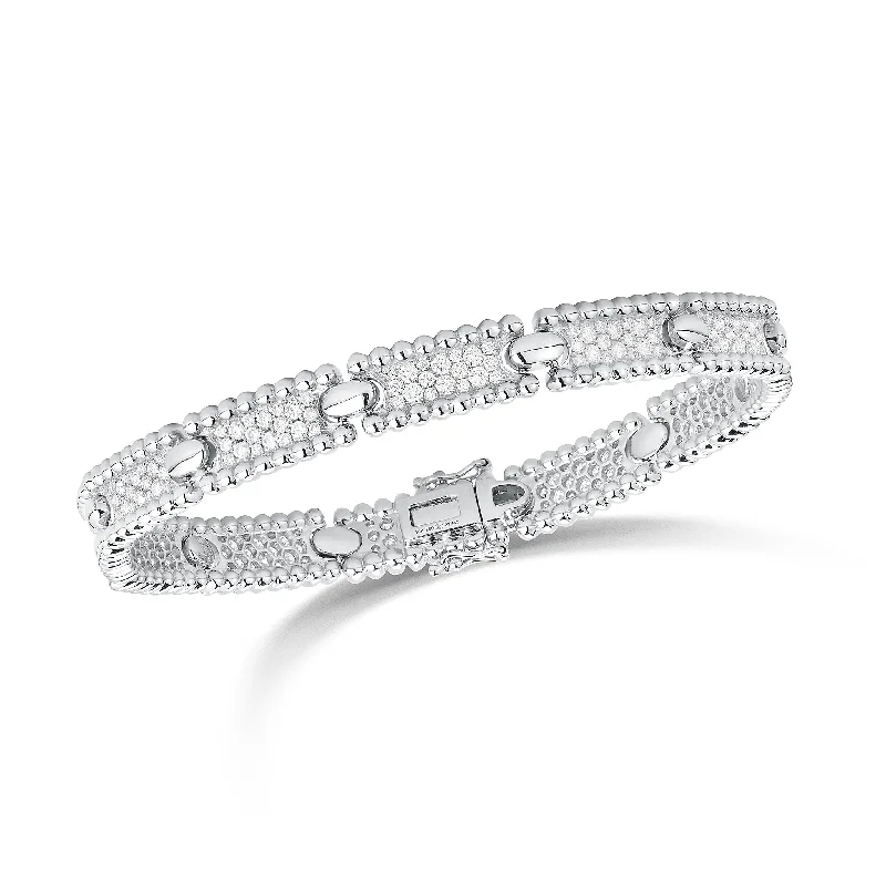 women's bracelets with silver accents -Diamond Bracelet with Beaded Gold Accents