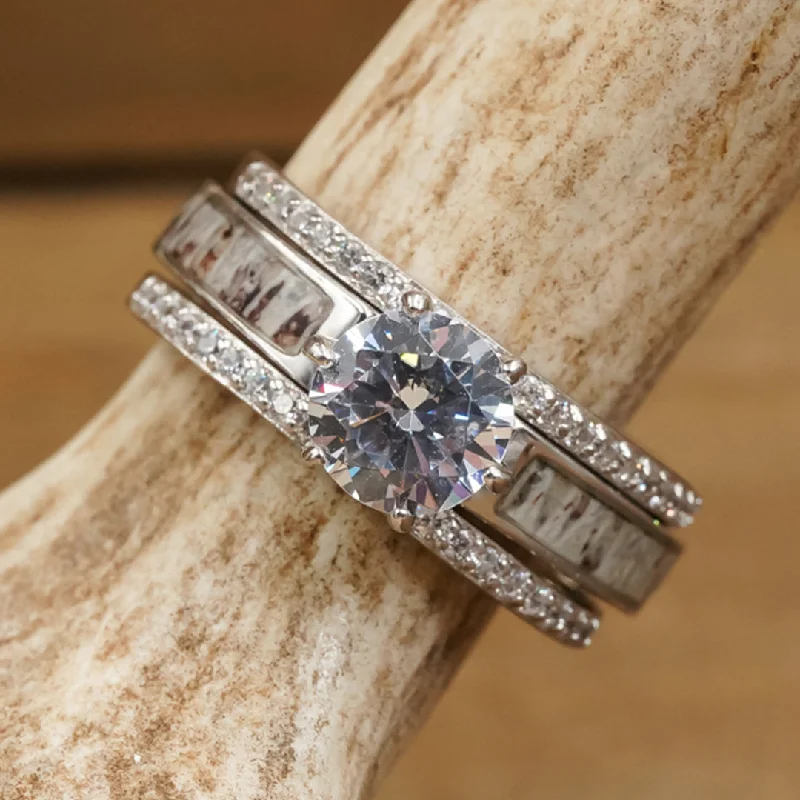 engagement rings with gemstone halo -Grand Cascade Wedding Set