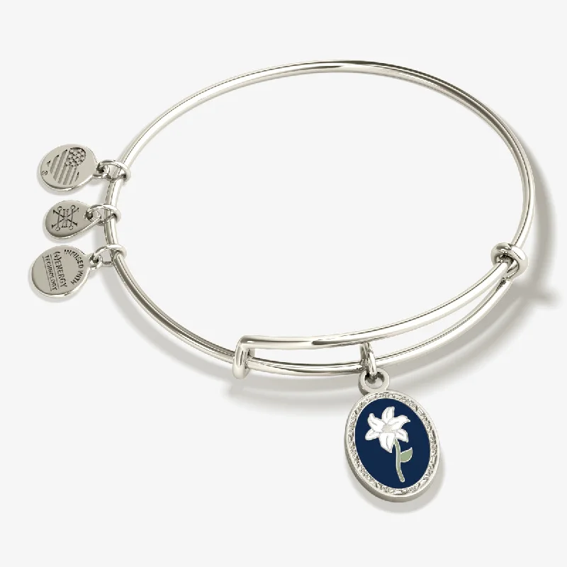 women's bracelets with sapphire -'Sending Love' Flower Charm Bangle Bracelet