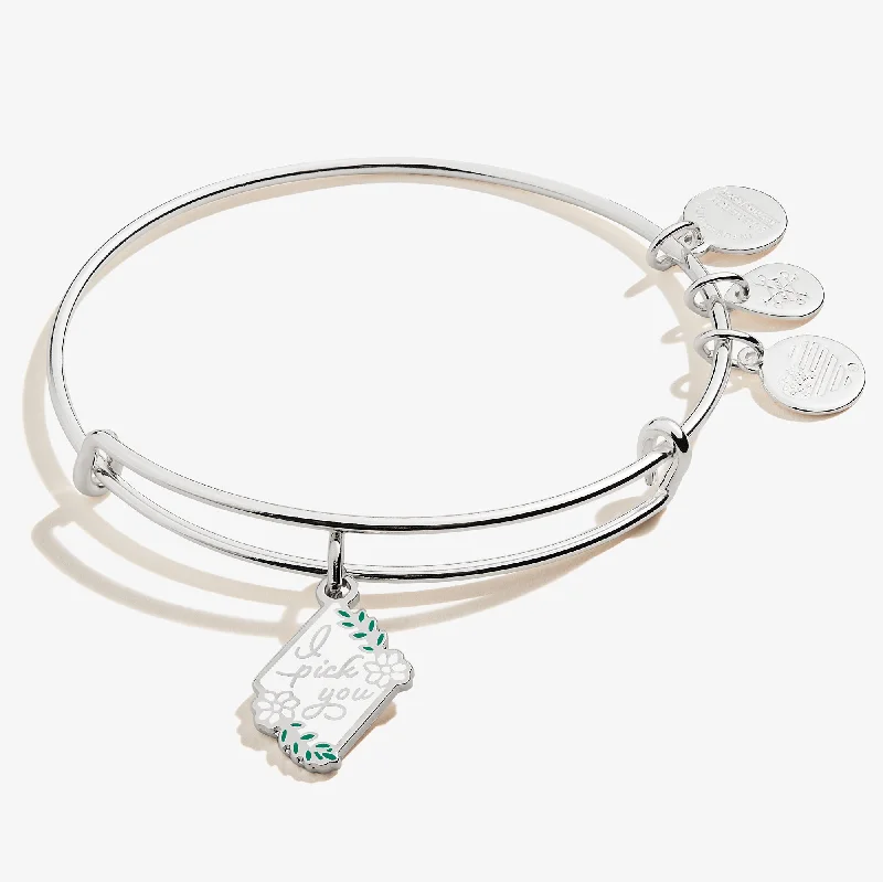 women's bracelets with diamond accents -'I Pick You' Charm Bangle