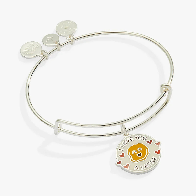 women's bracelets with crystal quartz -'I Love You a Latke' Charm Bangle