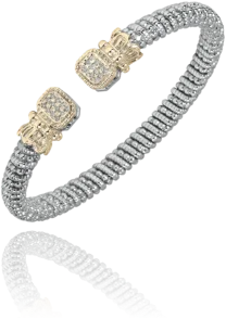 women's bracelets with small stones -Vahan - 14K Gold & Sterling Silver, Diamond Bracelet