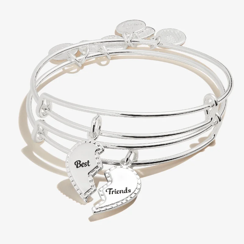 women's bracelets with moonstone -Best Friends Charm Bangle, Set of 2