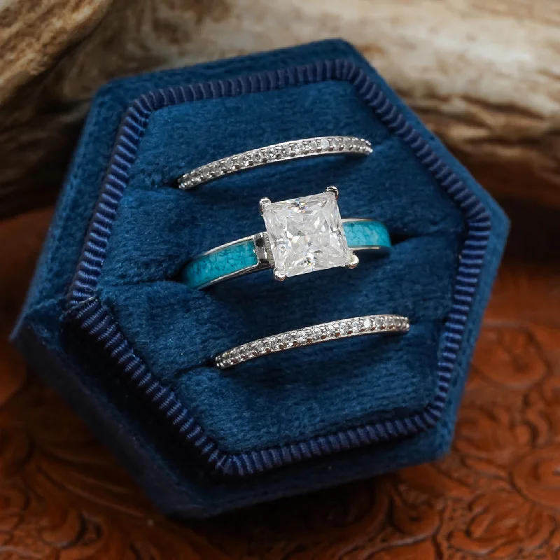 engagement rings for modern couples -Lux Grand Sierra Wedding Set