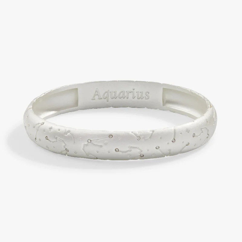 women's bracelets with gemstone centerpiece -Aquarius Zodiac Hinge Bangle