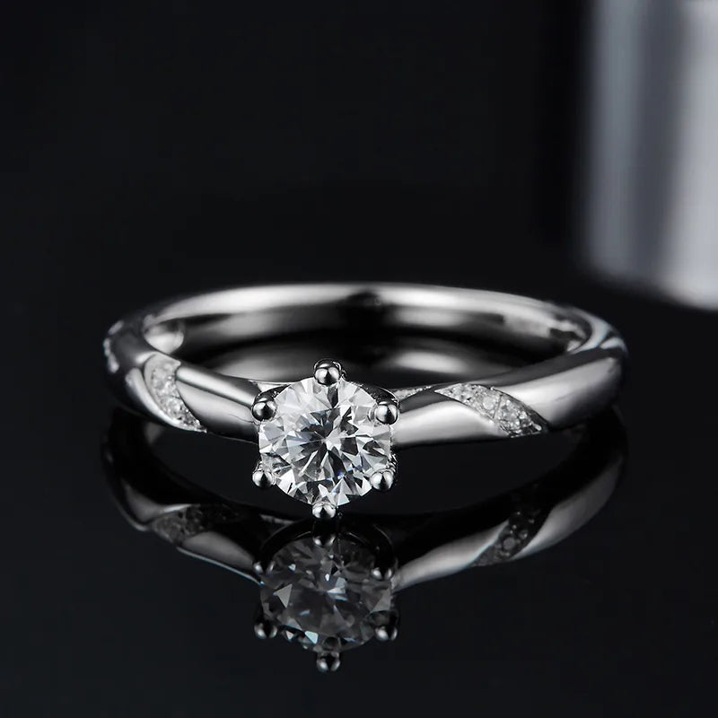 engagement rings with exclusive designs -Rhodium Plated Elegant Wedding Shiny Diamond Geometric Lab-Grown Diamonds Rings