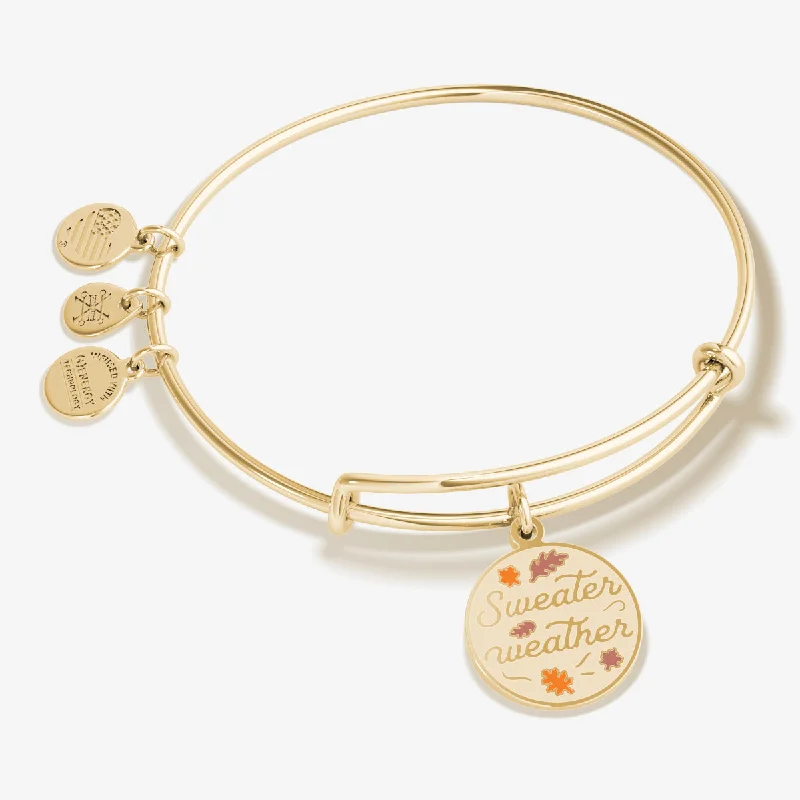 women's bracelets with layered design -'Sweater Weather' Charm Bangle Bracelet