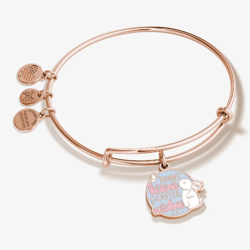 women's bracelets with elegant finish -'Bunny Kisses & Easter Wishes' Charm Bangle