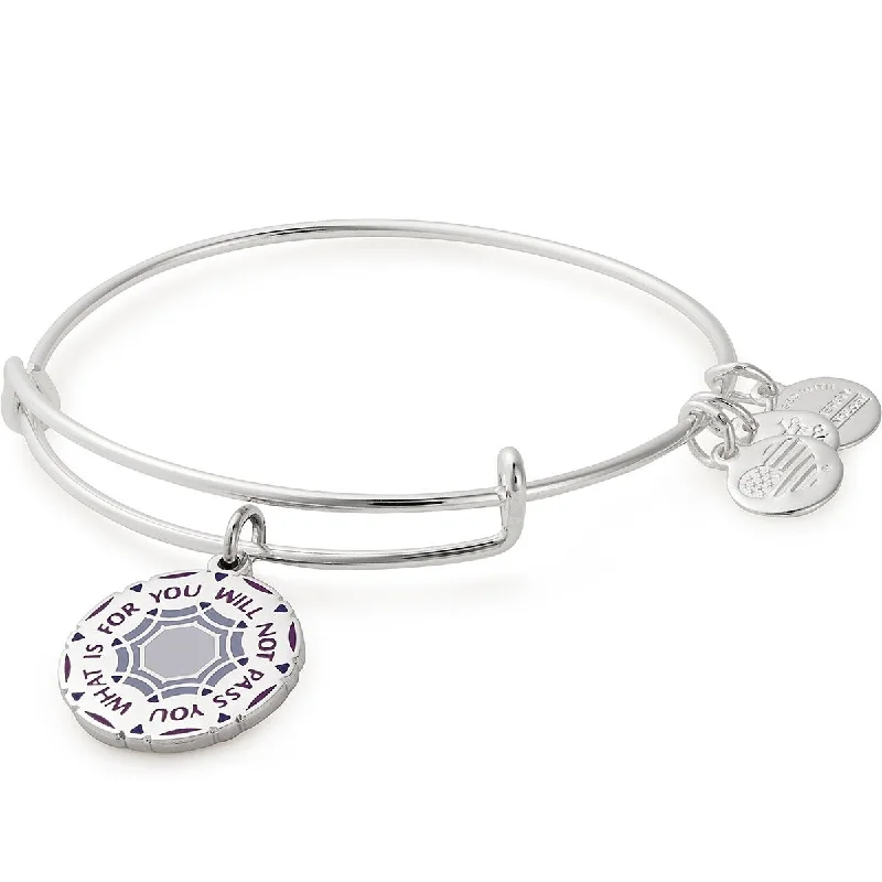 women's bracelets with colorful stones -'What Is For You Will Not Pass You' Charm Bangle, Silver