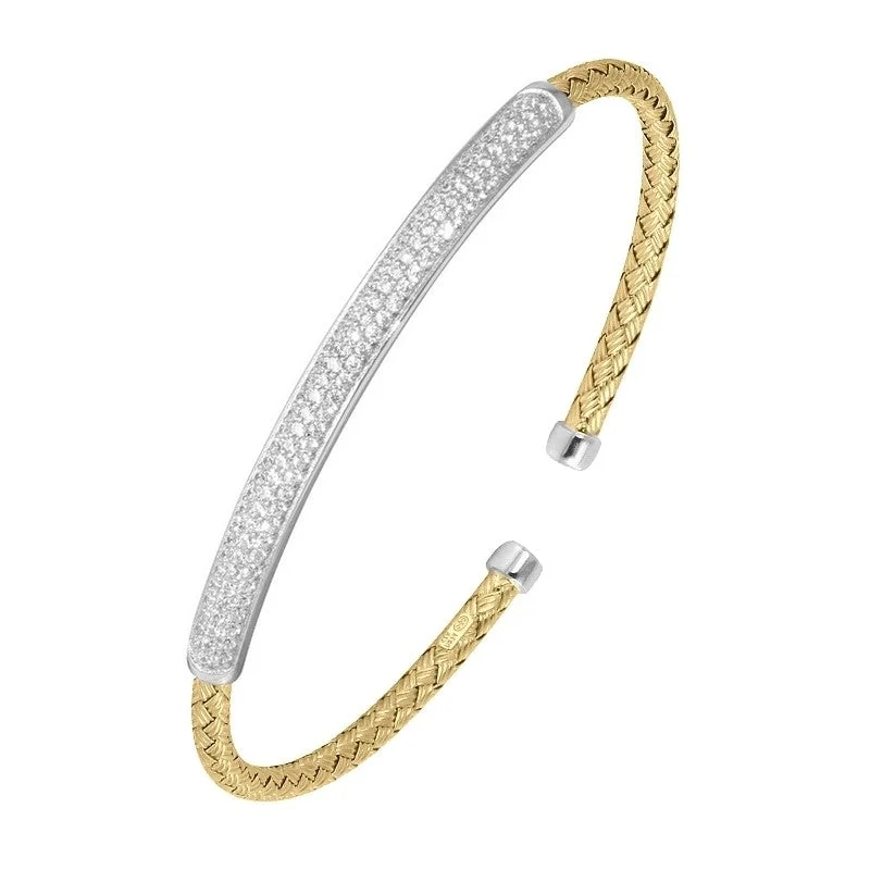 women's bracelets with luxury diamonds -2-Tone Mesh Cuff with Bar Design