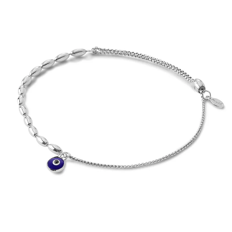 women's bracelets modern style -Evil Eye Pull Chain Bracelet