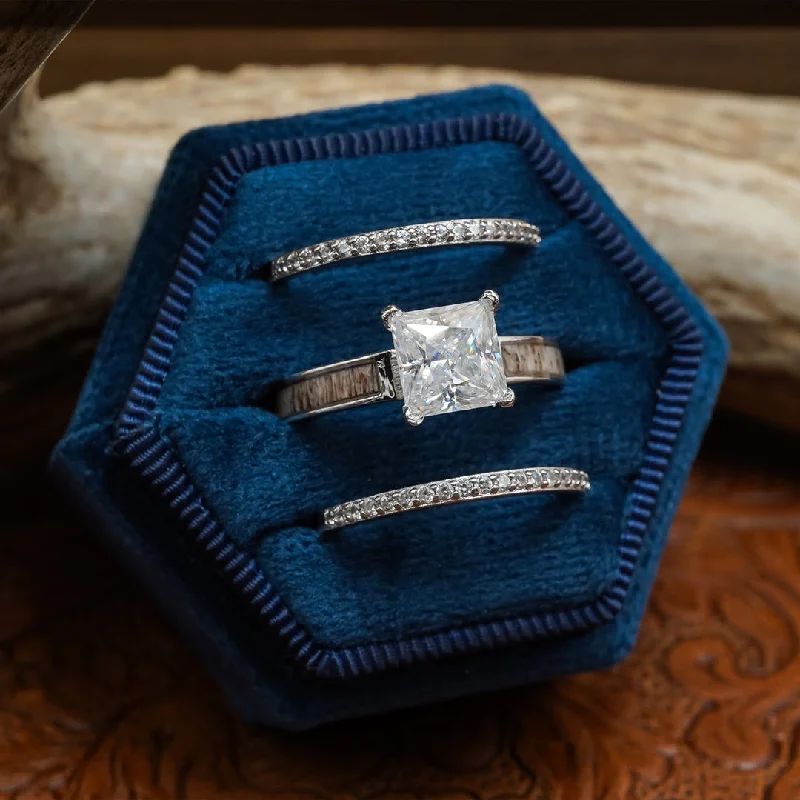 engagement rings with antique finish -Lux Grand Kenai Wedding Set