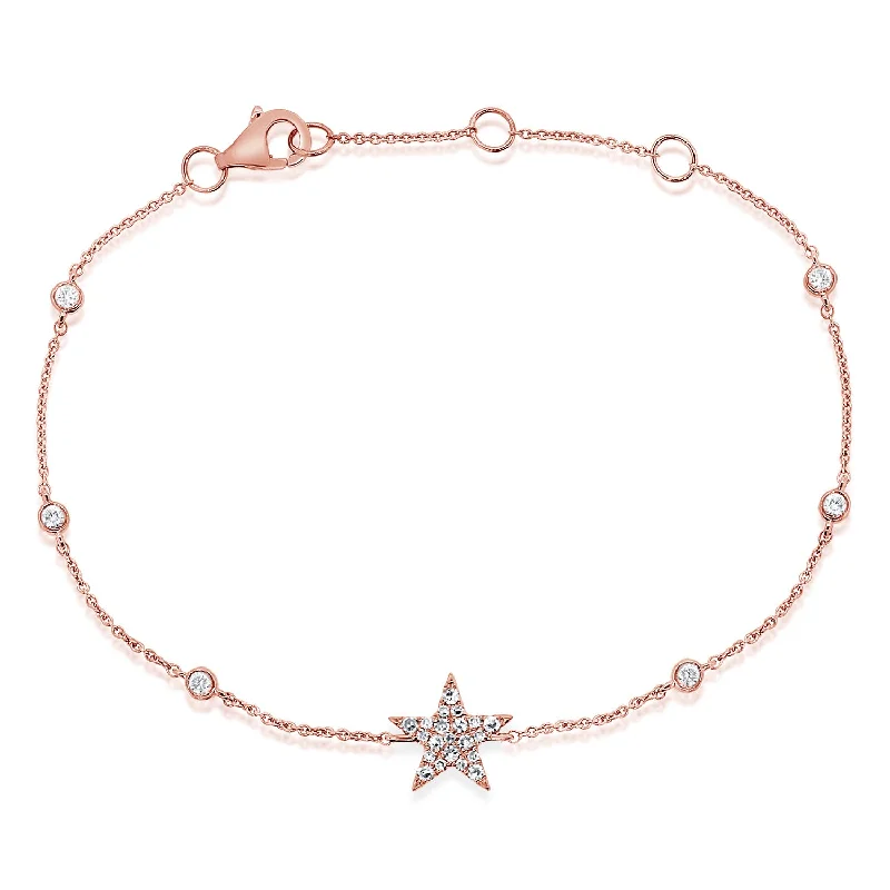 women's bracelets with moonstone -Diamond Star Bracelet with Diamond Bezels