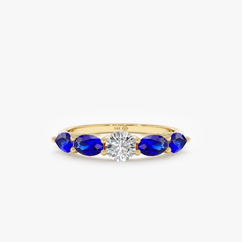 engagement rings halo design -Diamond and Sapphire Wedding Ring, Betsy