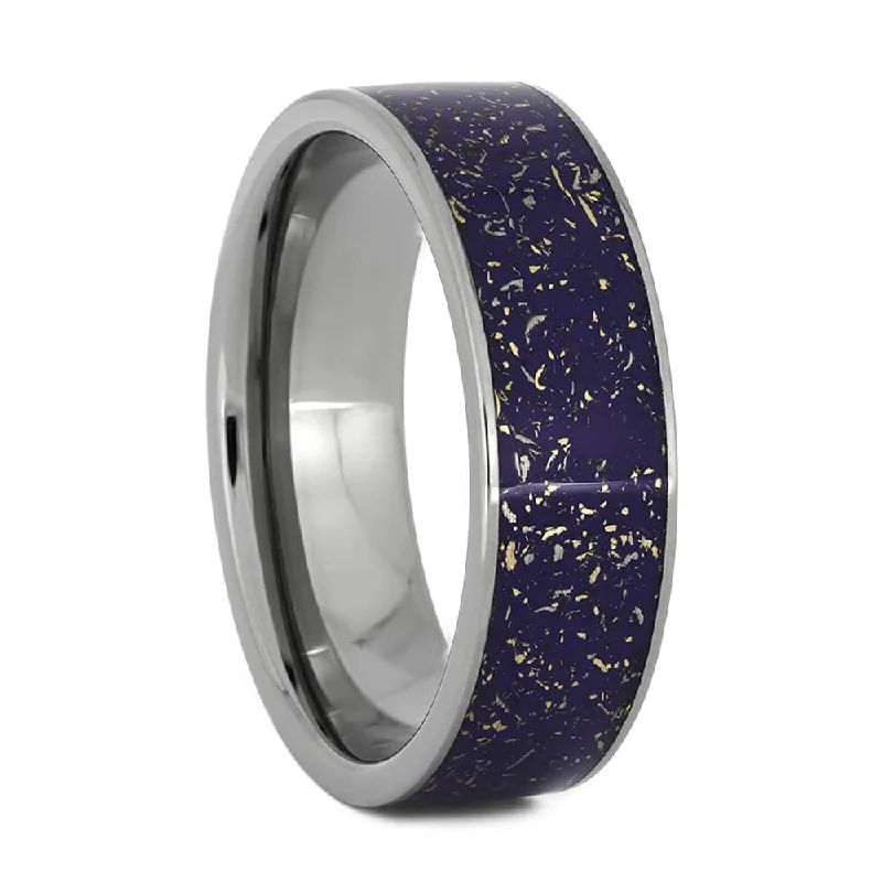 engagement rings with simple design -Violet Stardust™ Wedding Ring With Titanium Edges