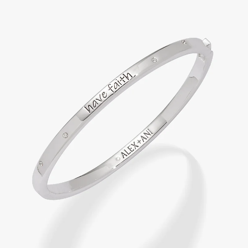 women's bracelets with gemstone accents -'Have Faith' Mantra Bangle