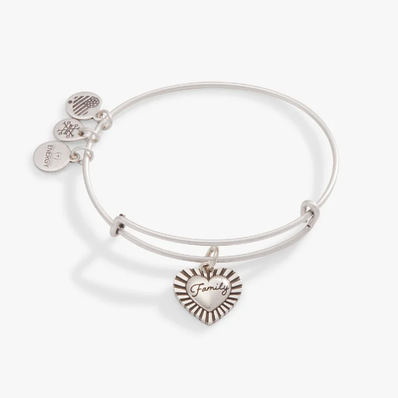 women's bracelets stacked -'Family' Heart Charm Bangle Bracelet