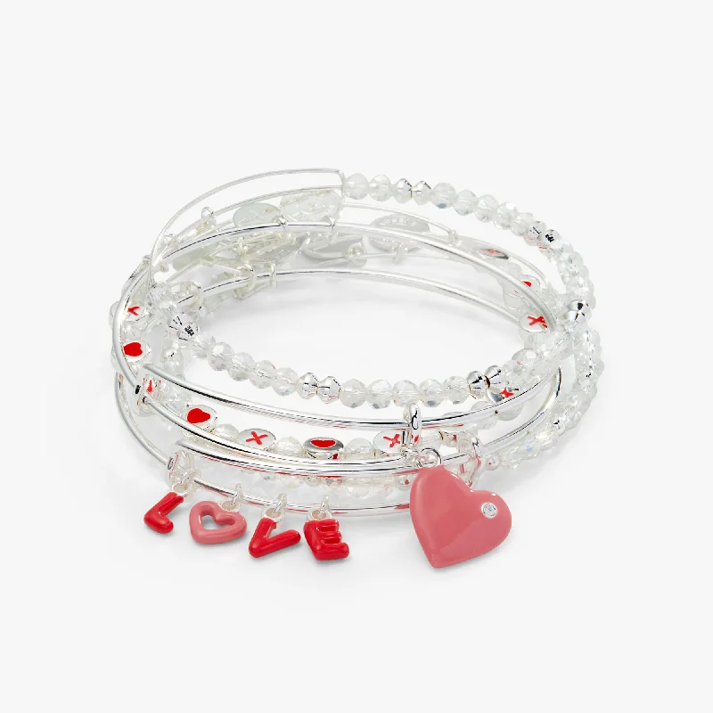 women's bracelets with birthstone -LOVE' Charm Bangle, Set of 5