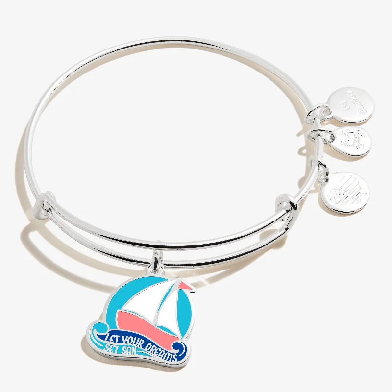 women's bracelets with gemstone centerpiece -'Let Your Dreams Set Sail' Charm Bangle