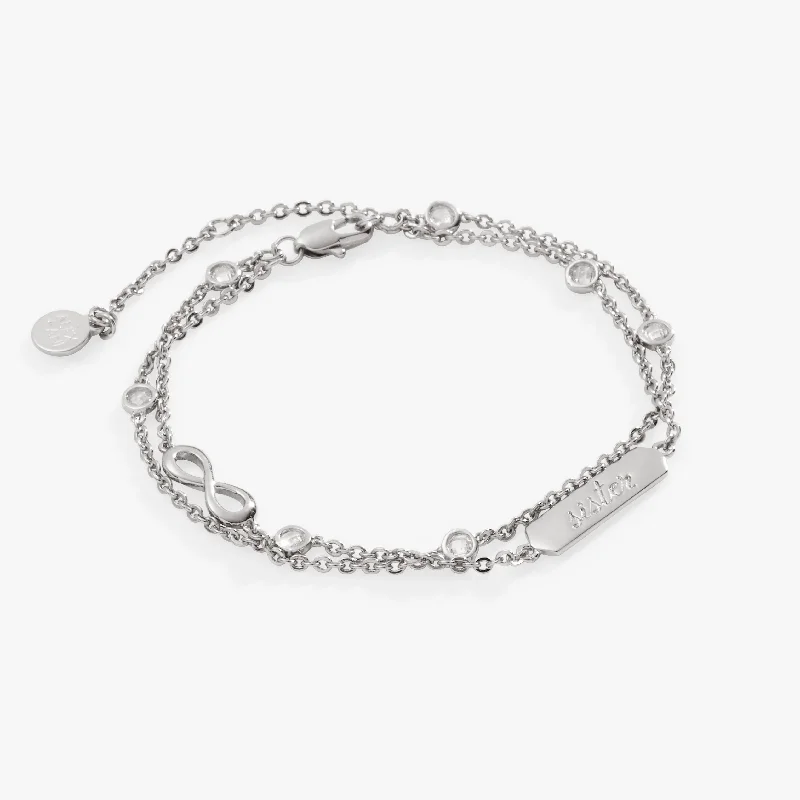 women's bracelets with symbolic meaning -'Sister' Infinity Chain Bracelet, Adjustable