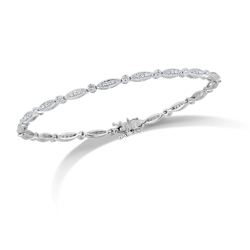 women's bracelets with charm pendants -Diamond Marquises & Circles Tennis Bracelet