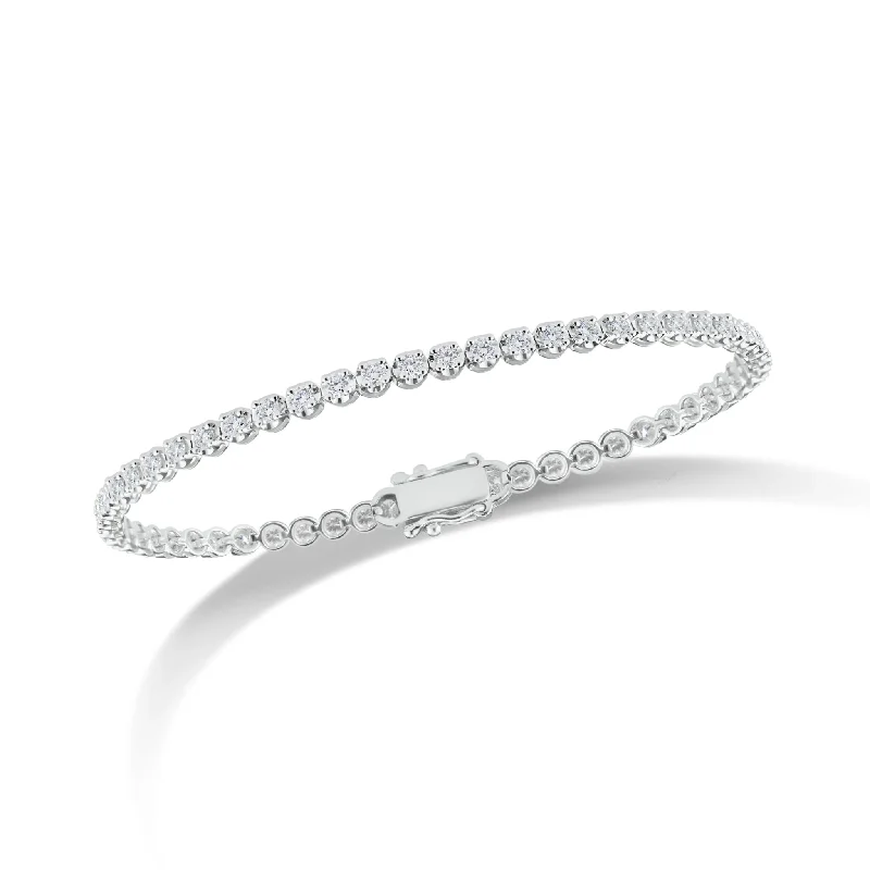 women's bracelets with chain link detail -Diamond Slim Classic Tennis Bracelet