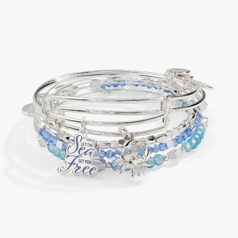 women's bracelets for anniversary -'Let the Sea Set You Free', Set of 5