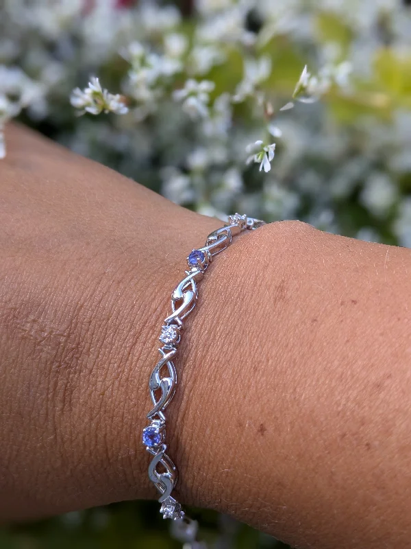 women's bracelets with adjustable clasp -Colored Stone & Diamond Bracelet