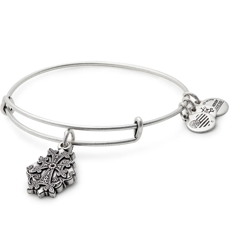 women's bracelets with unique textures -Armenian Cross Charm Bangle