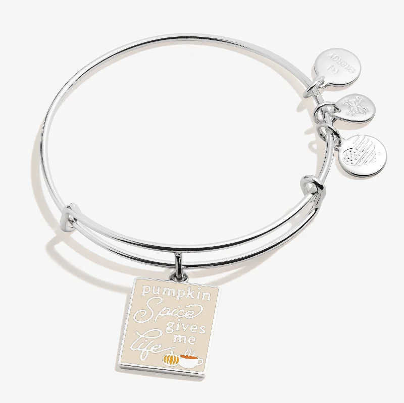 women's bracelets with hearts -'Pumpkin Spice Gives Me Life' Charm Bangle Bracelet