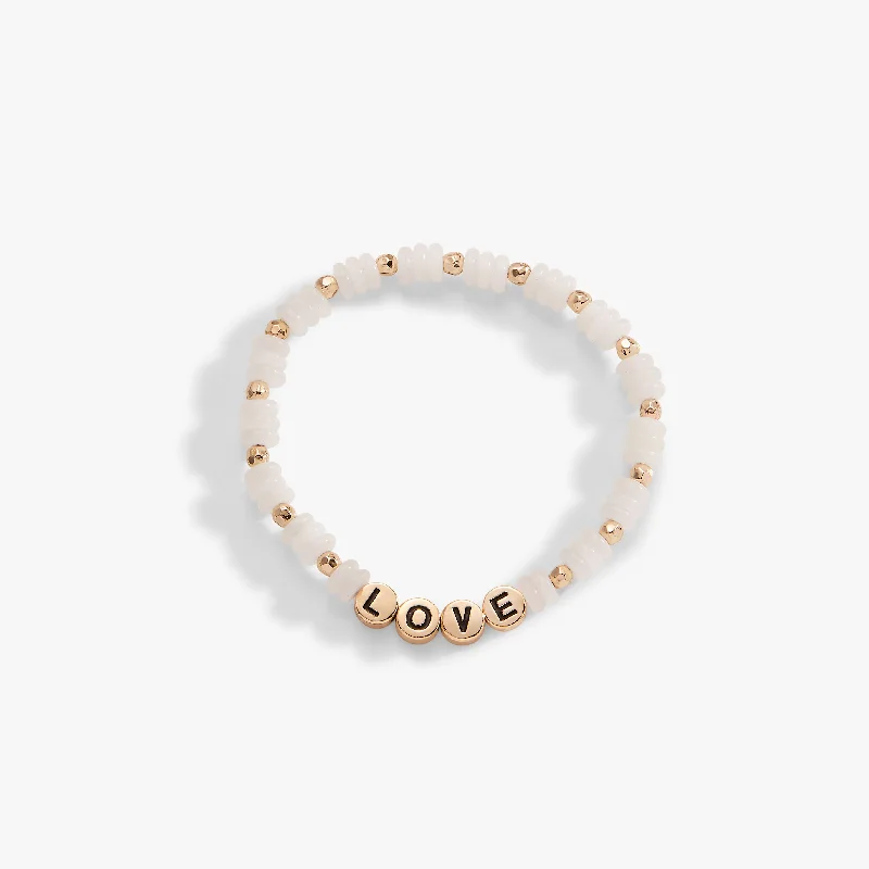 women's bracelets with chain links -'Love' White Jade Stretch Bracelet