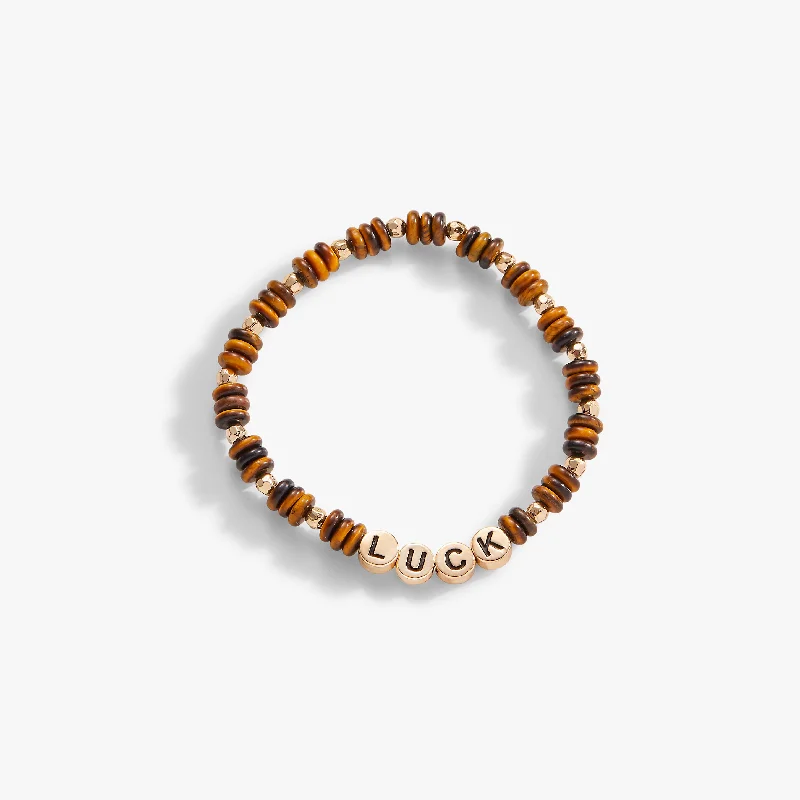 women's bracelets with silver accents -'Luck' Tiger's Eye Stretch Bracelet