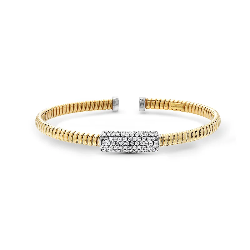 women's bracelets with diamonds and sapphires -Afarin - 18K 2-Tone Diamond Bangle